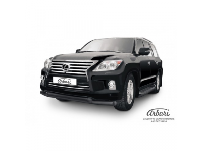 Защита переднего бампера Arbori d76+d76 двойная черная LEXUS LX-570 2012- от ARBORI Защита переднего бампера Arbori d76+d76 двойная черная LEXUS LX-570 2012-